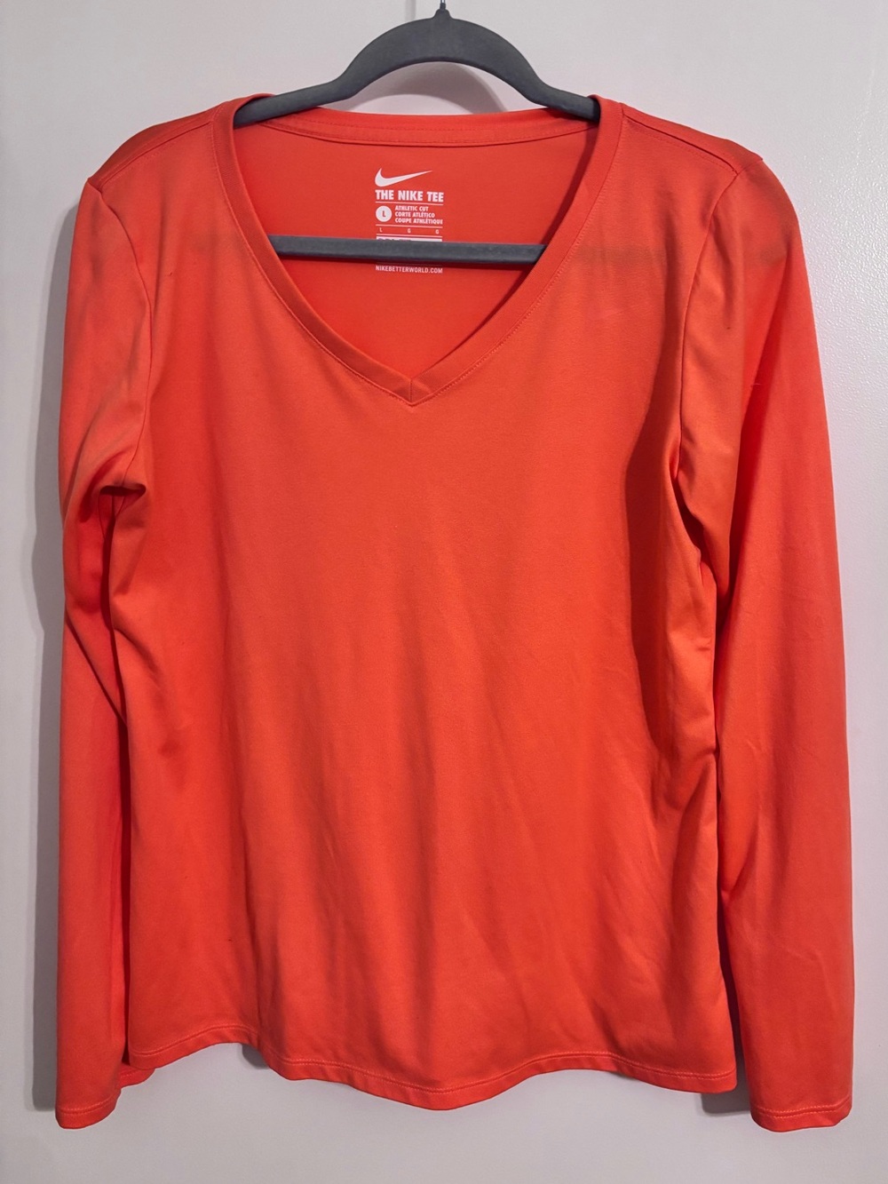 Nike Women's Long-Sleeve V-Neck Top - Orange